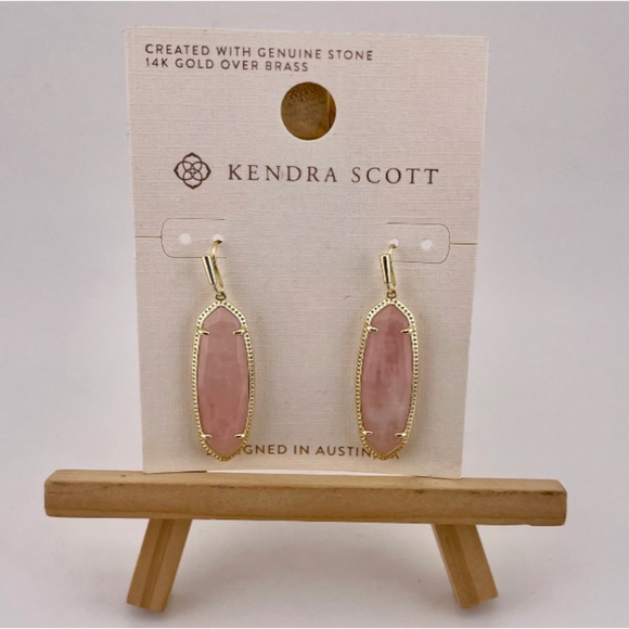 Kendra Scott Elisa Pendant Necklace, Eleanor Earring Set Rose Quartz NWT - Picture 4 of 11